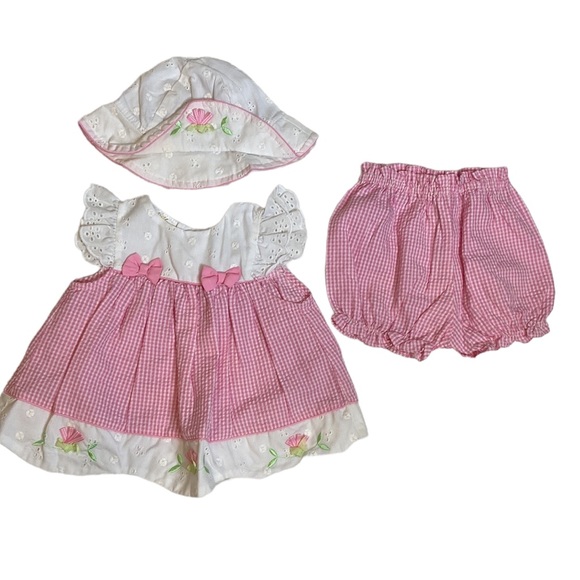 Little Bitty Other - Little Bitty Pink And White Floral Baby Girl Three Piece Set